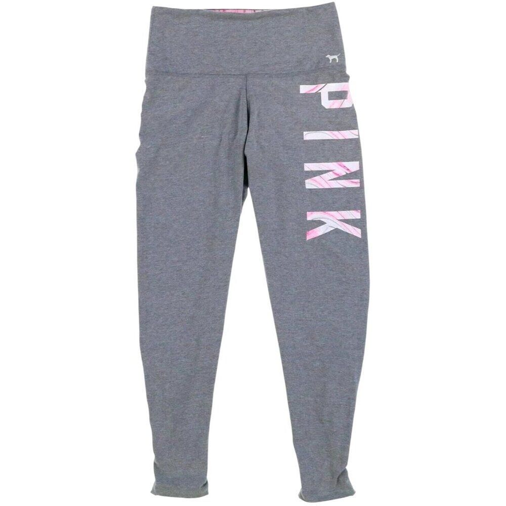 Victorias Secret PINK Yoga Pants M Gray High Waisted Y2K Lace-Up Ankles Leggings